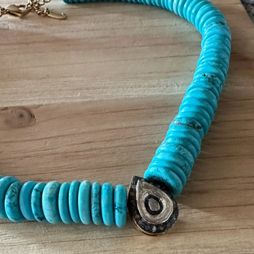 L’ atelier De Liora Polki Diamond Turquoise Necklace - Picture 8 of 13
